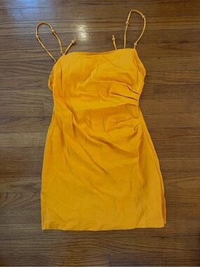Zara Bright Orange Spaghetti-Strap Mini Dress